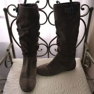 Taupe, suede boots